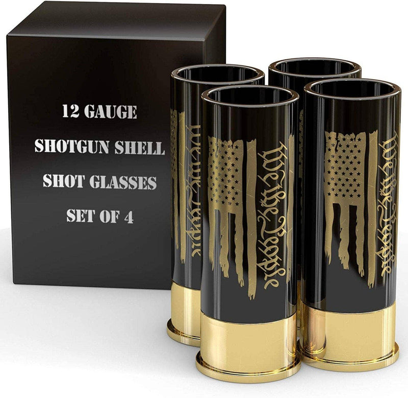 12 Gauge Shot Glasses Set of 4 - We The People American Flag