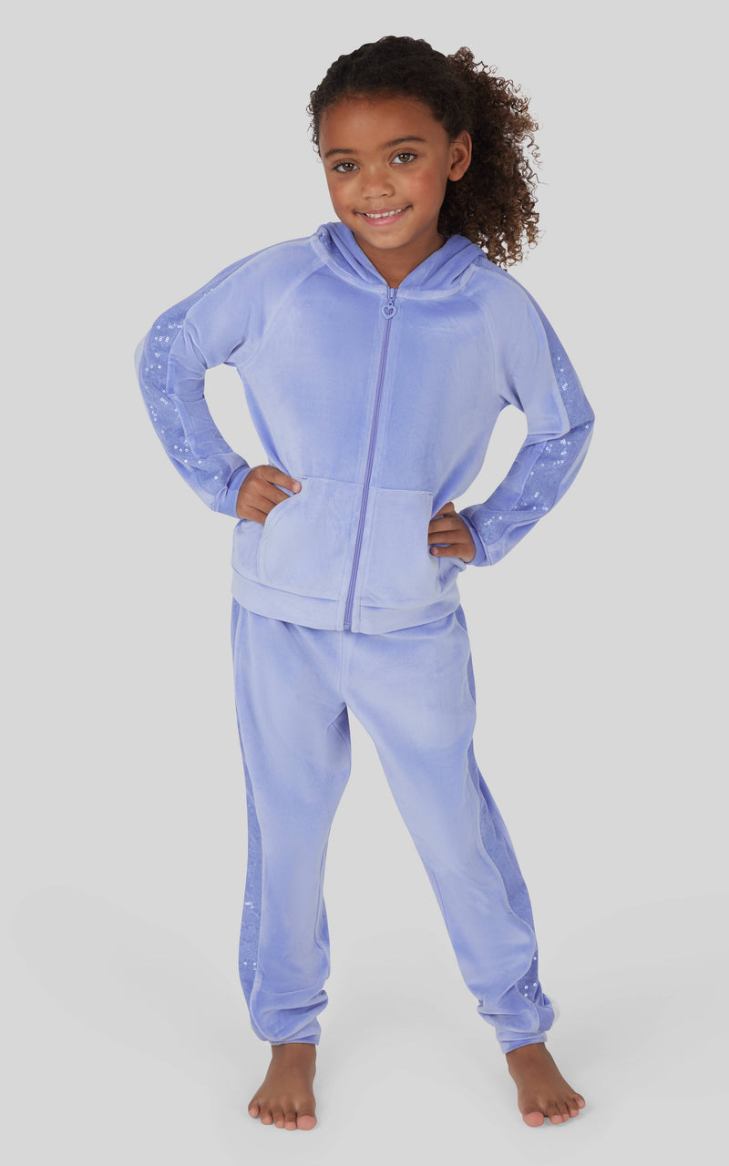 Little Girls Velour Shimmer Hoodie and Jogger Set