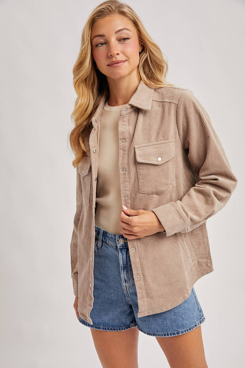 Miranda Corduroy Shacket- Peacock