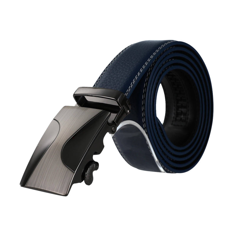 AutoMADtic leather belt: Black w/Black & Gold Style Buckle
