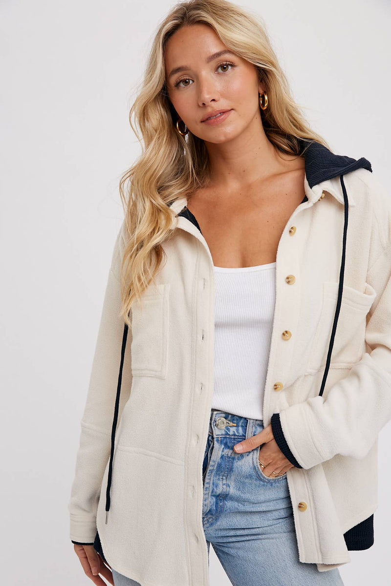 Monice Fleece Shacket with Hood