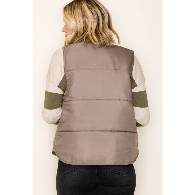Solid Brown Puffer Vest