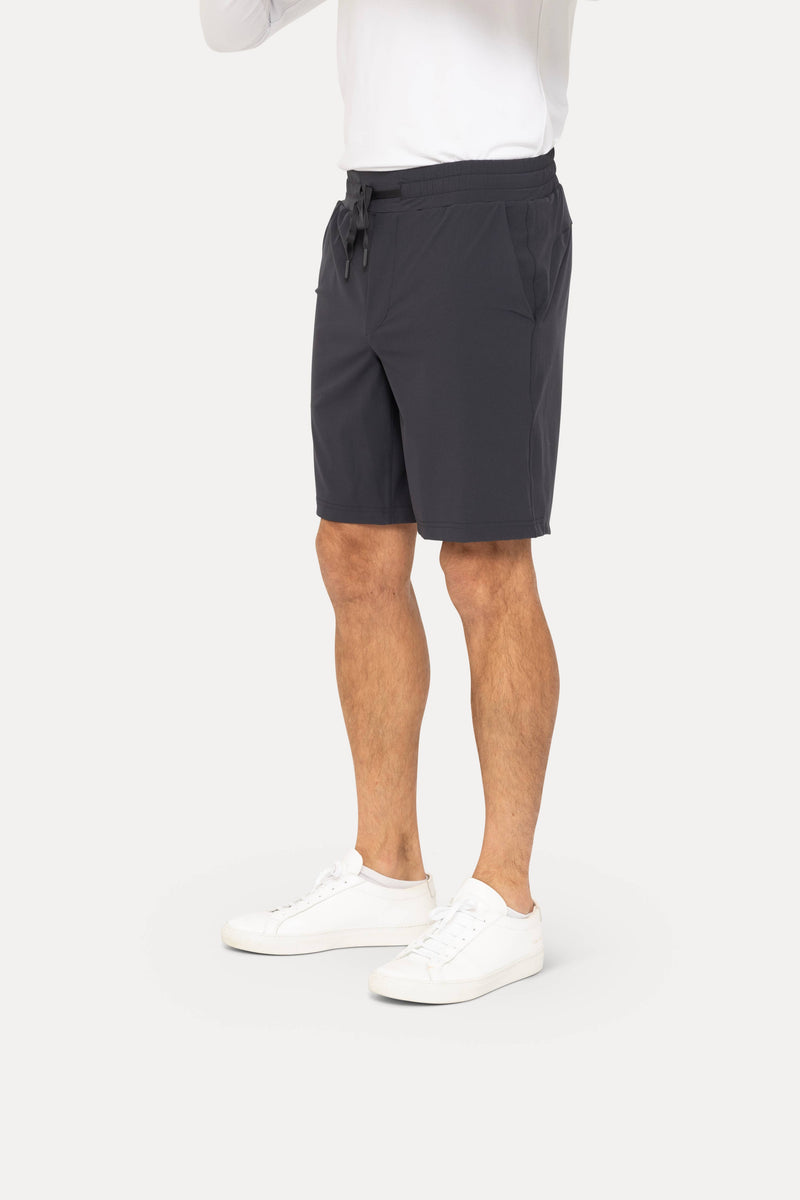 Drawstring Shorts with Pockets: BLACK OLIVE