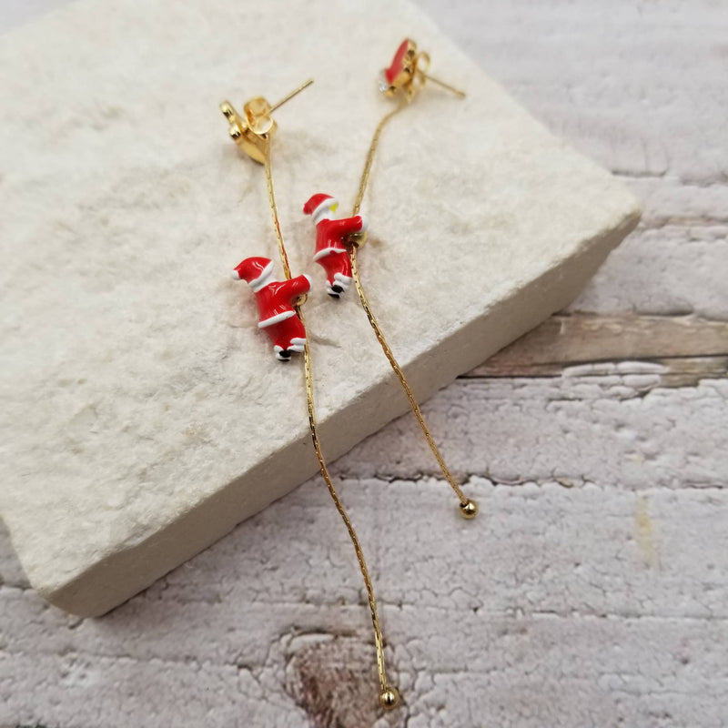 Delivering Gifts Santa Claus Earrings
