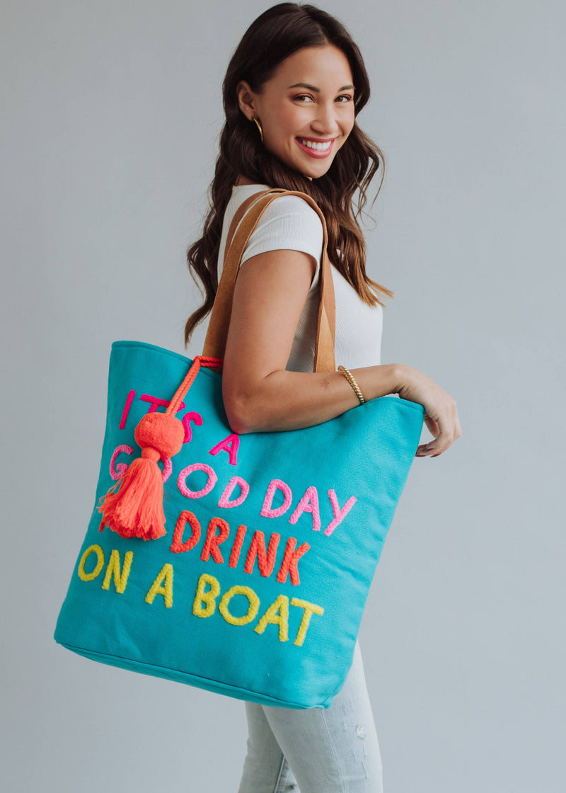 Giant Drink On A Boat Tote- Multiple Colors