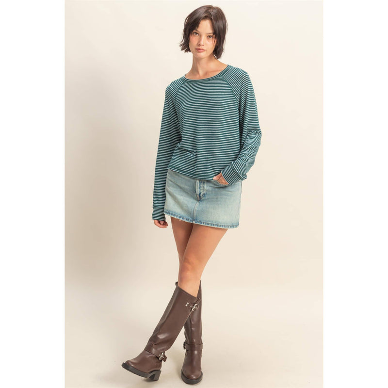 Striped Raglan Long Sleeve Top