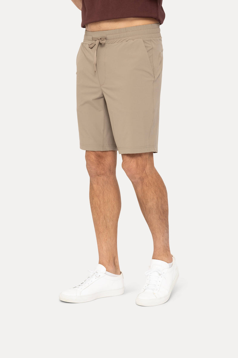 Drawstring Shorts with Pockets: BLACK OLIVE