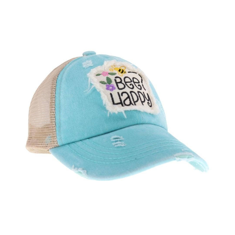 KIDS Embroidered Bee HappyHat: Yellow