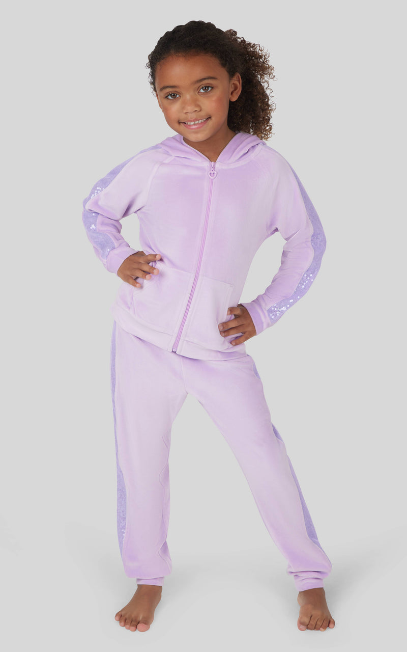 Little Girls Velour Shimmer Hoodie and Jogger Set