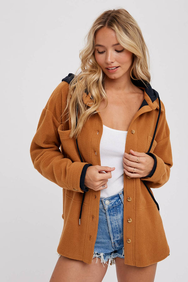 Monice Fleece Shacket with Hood