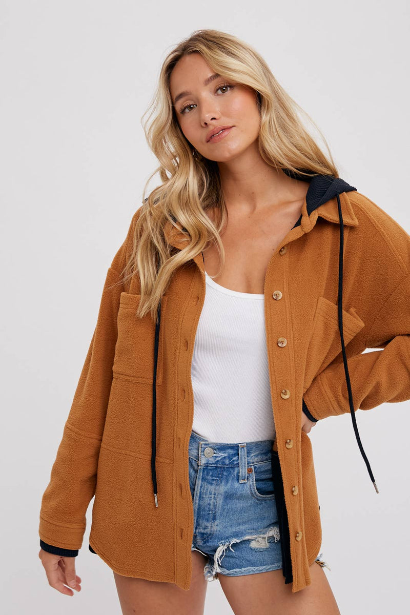 Monice Fleece Shacket with Hood