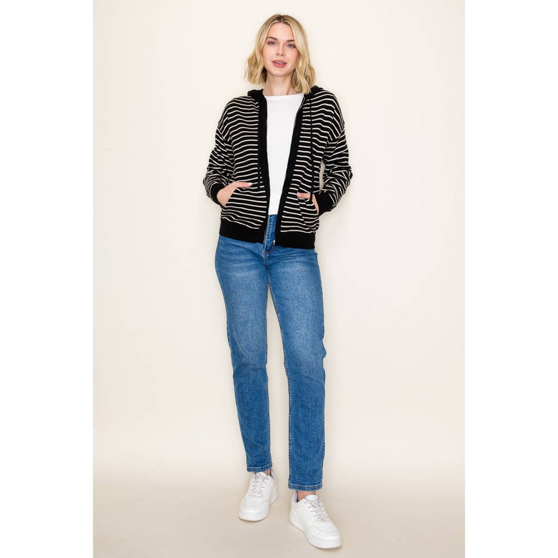 Striped Zip Up Cardigan