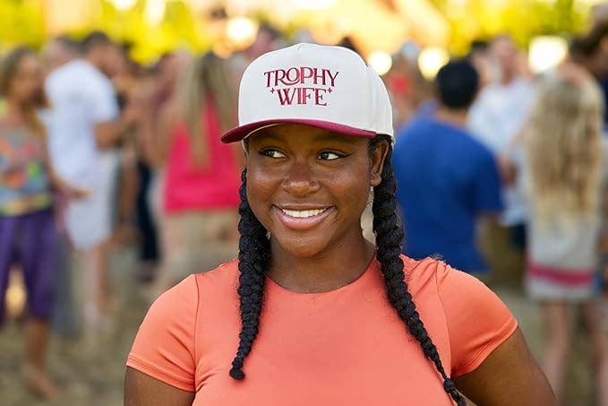 Trophy Wife Trucker Hat - Burgundy/Beige