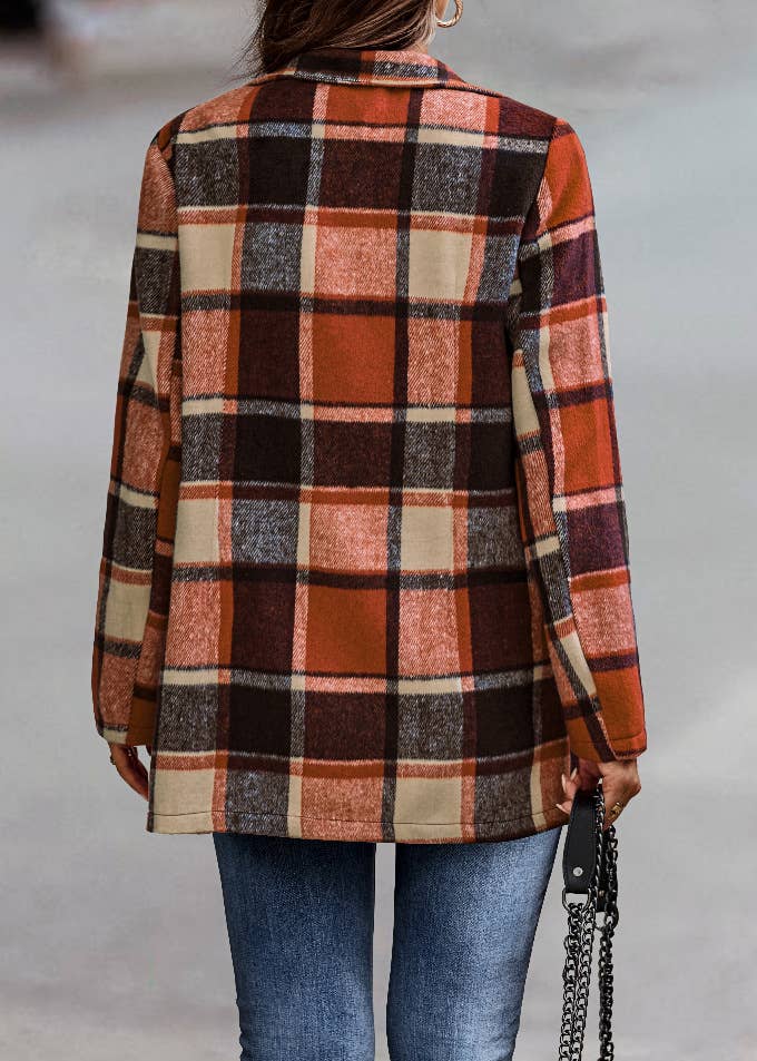 Plaid Open Blazer Jacket