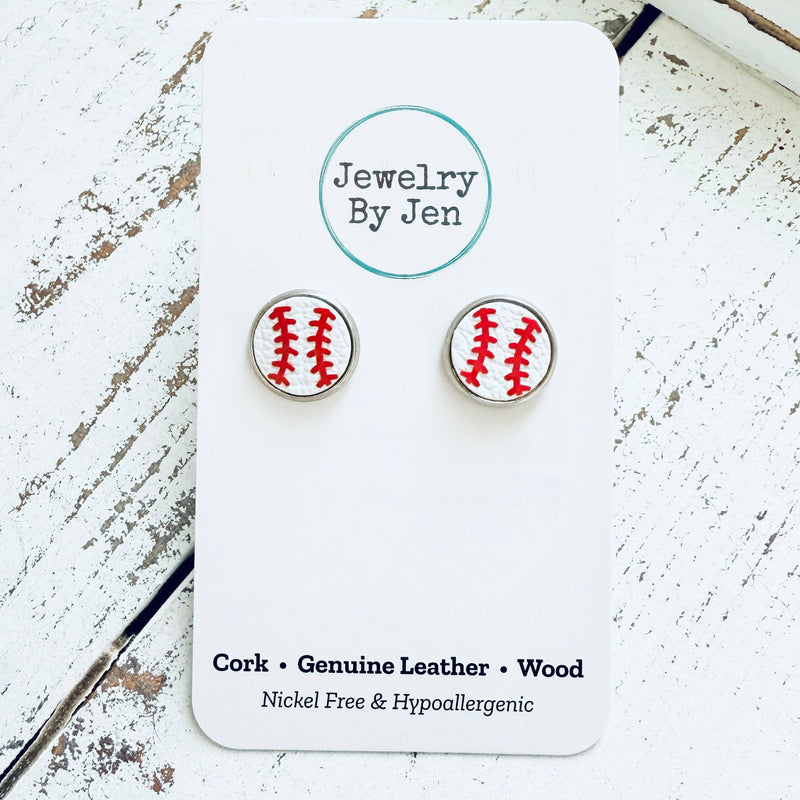 Stud Earrings: Baseball
