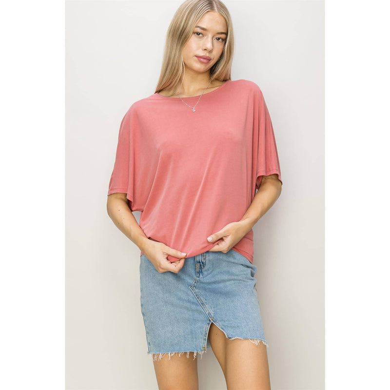 Elbow Length Dolman Sleeve Top