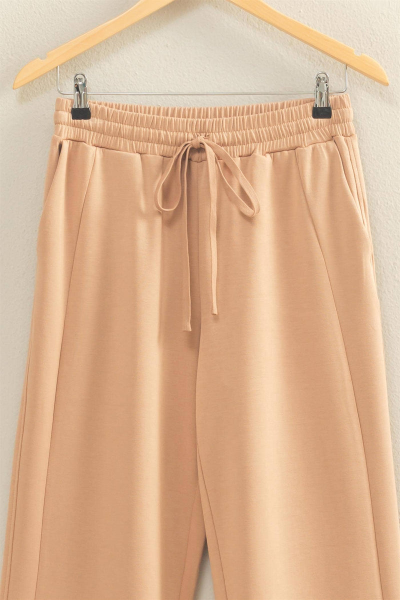Scuba High-Waist Wide-Leg Drawstring Sweatpants