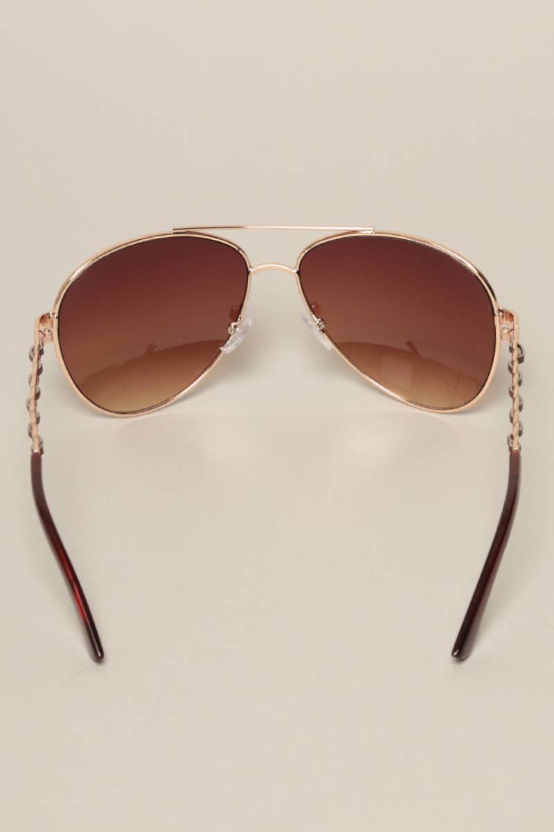 Women's Chain Detail Aviator Sunglasses