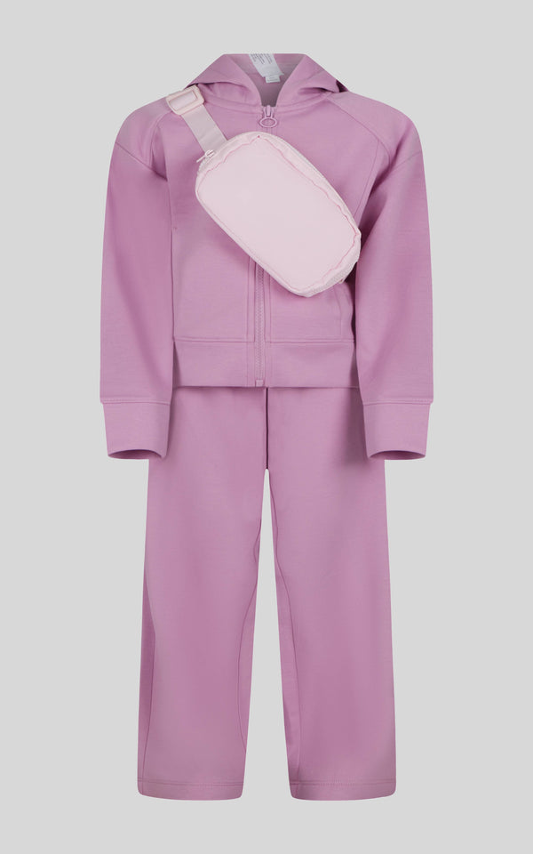 Little Girls Jacket, Wide Leg Pant, and Bag Set