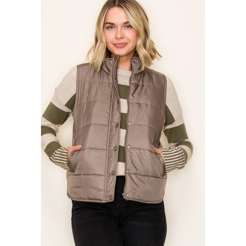 Solid Brown Puffer Vest