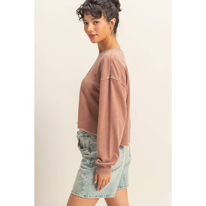 Nita Cropped Sweatshirt With Raw Hem