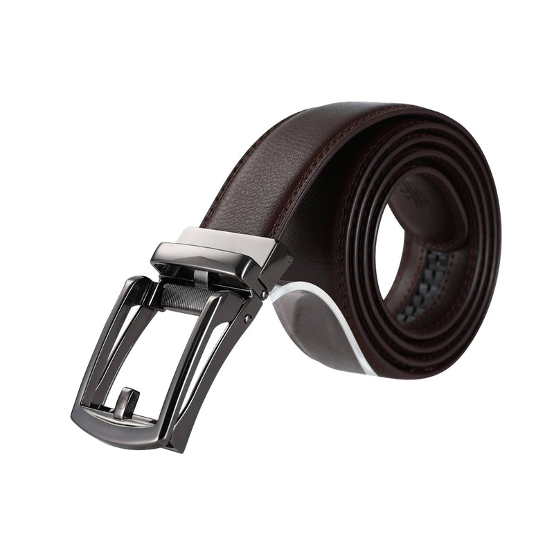 AutoMADtic leather belt: Black w/Black & Gold Style Buckle
