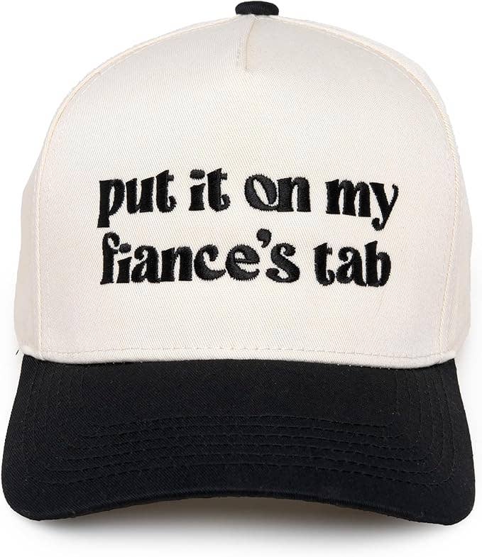 Two Tone Cap -  Put It On My Fiance's Tab - Beige/Black
