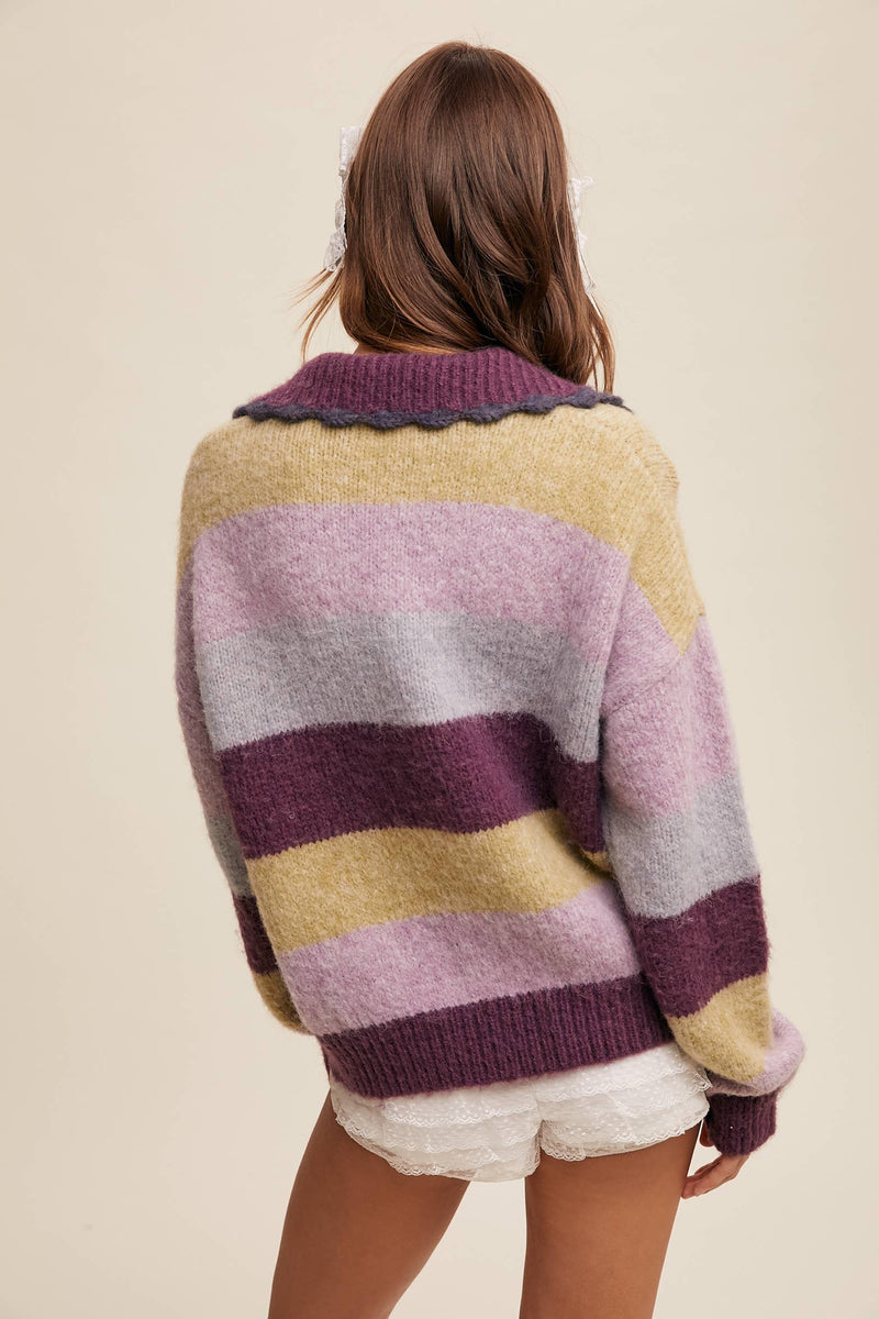 Hillary Striped Polo Sweater