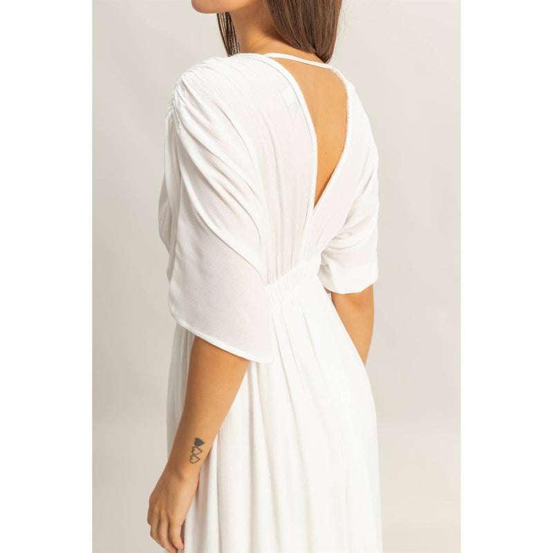 -Rayon Woven Plunging V-Neck Dress