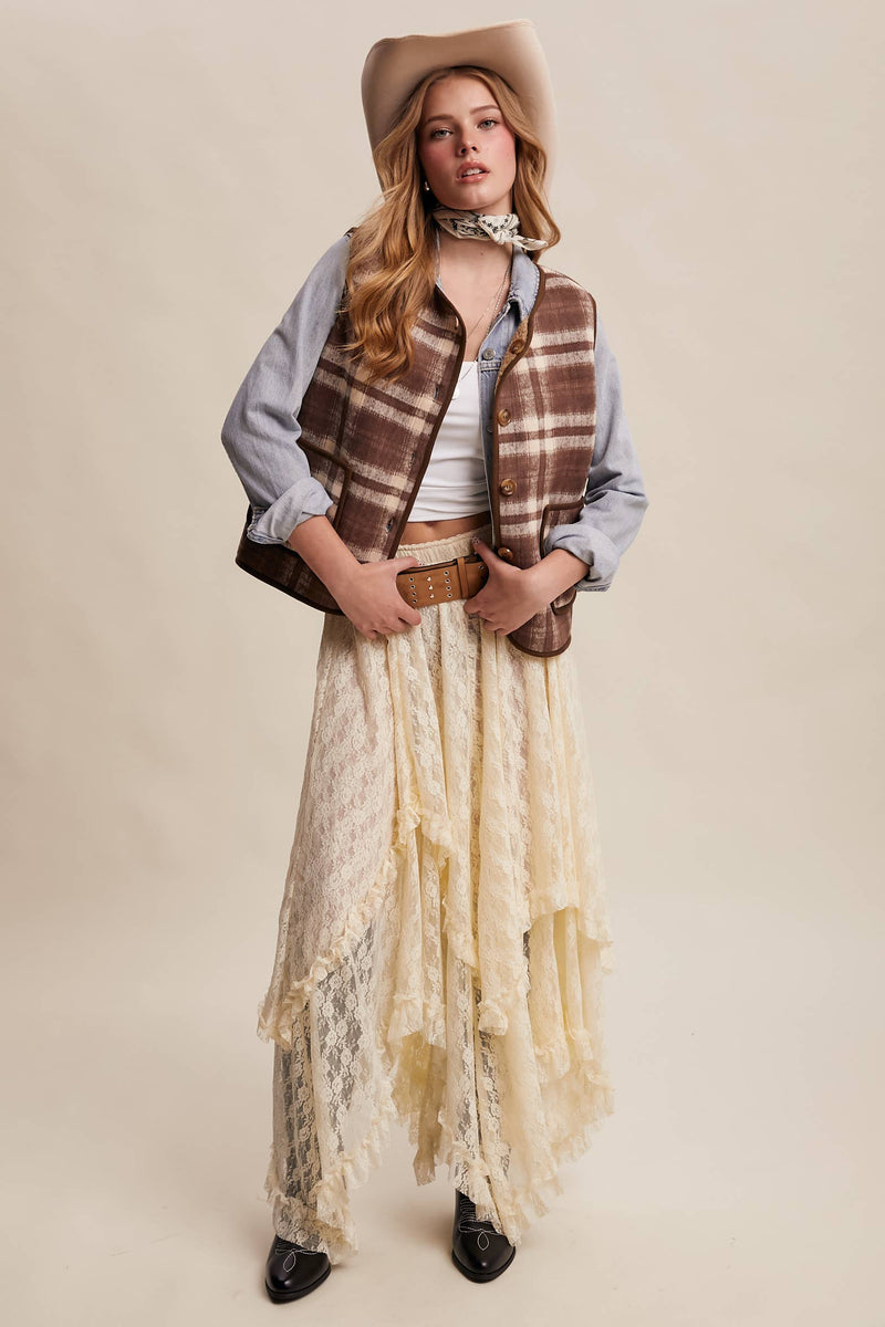 Riana eversible Plaid Sherpa Vest