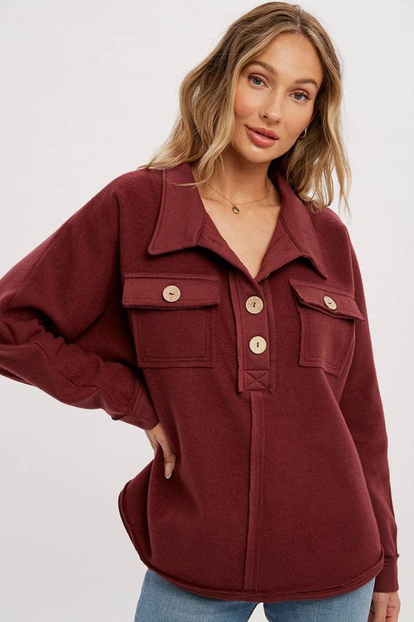 OVERSIZED HENLEY PULLOVER