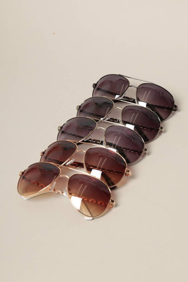 Women's Chain Detail Aviator Sunglasses