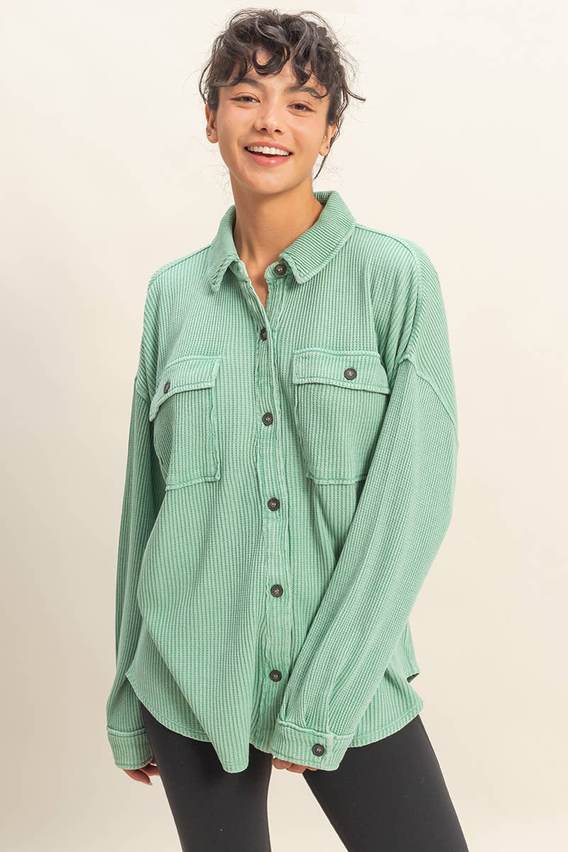 Waffle Button Up Shacket