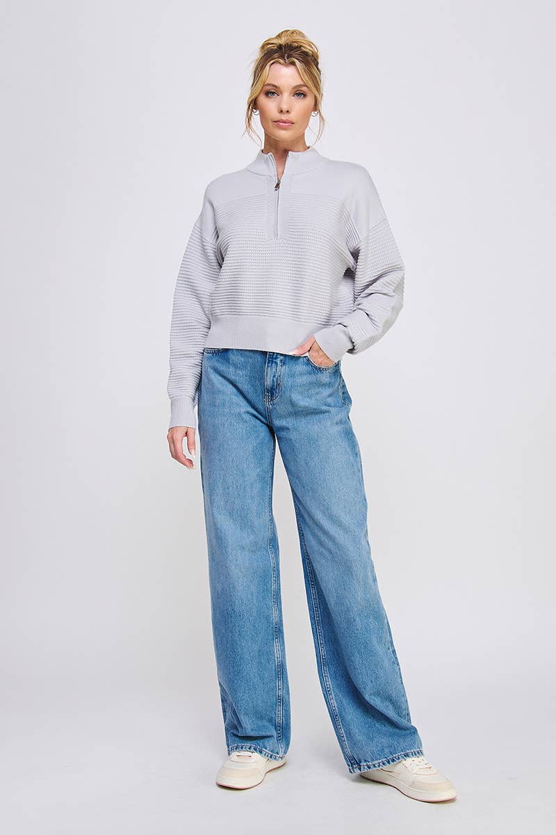 Dolman Half Zip Twin Texture Rib