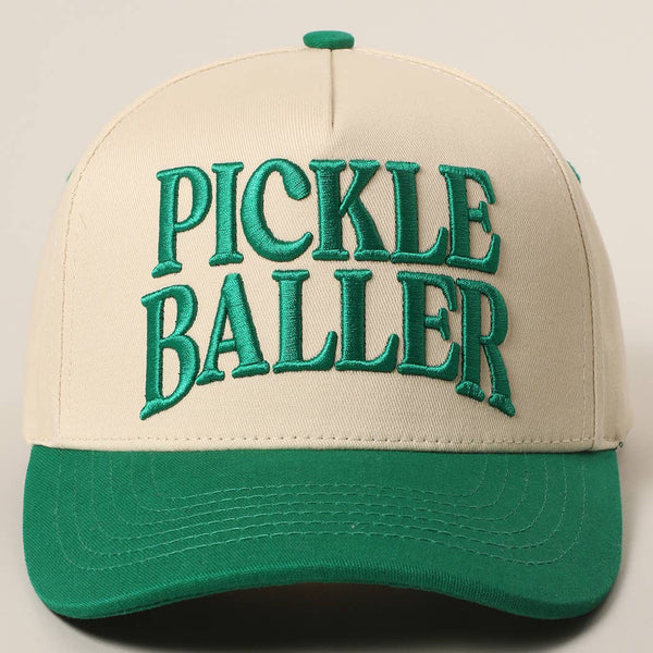 PICKLE BALLER 3D Letter Embroidery Two-Tone Trucker Hat