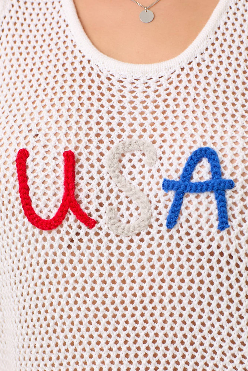 Carla Embroidered USA Tank