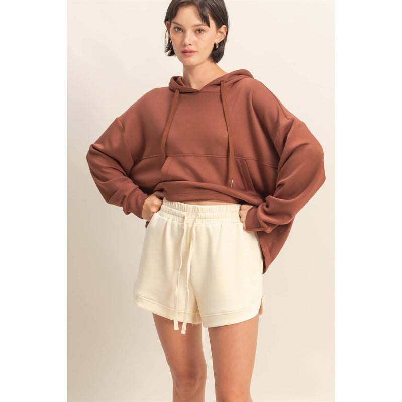 Scuba Elasticized Waist Casual Loose Sweat Shorts