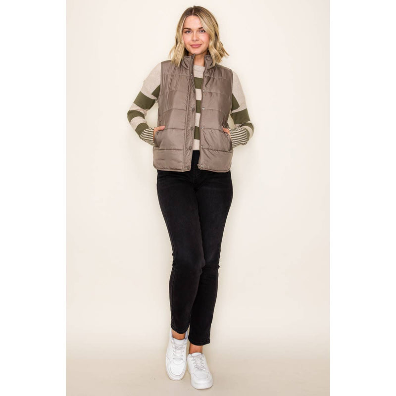 Solid Brown Puffer Vest