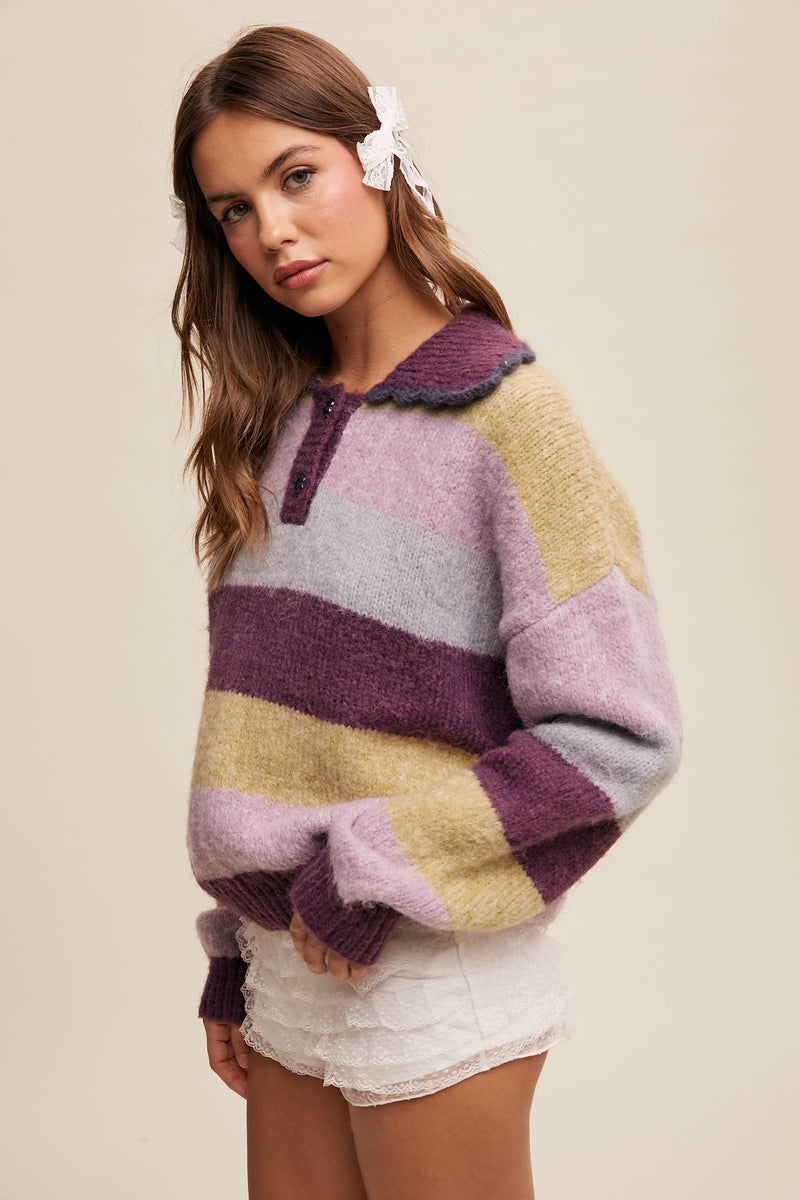 Hillary Striped Polo Sweater