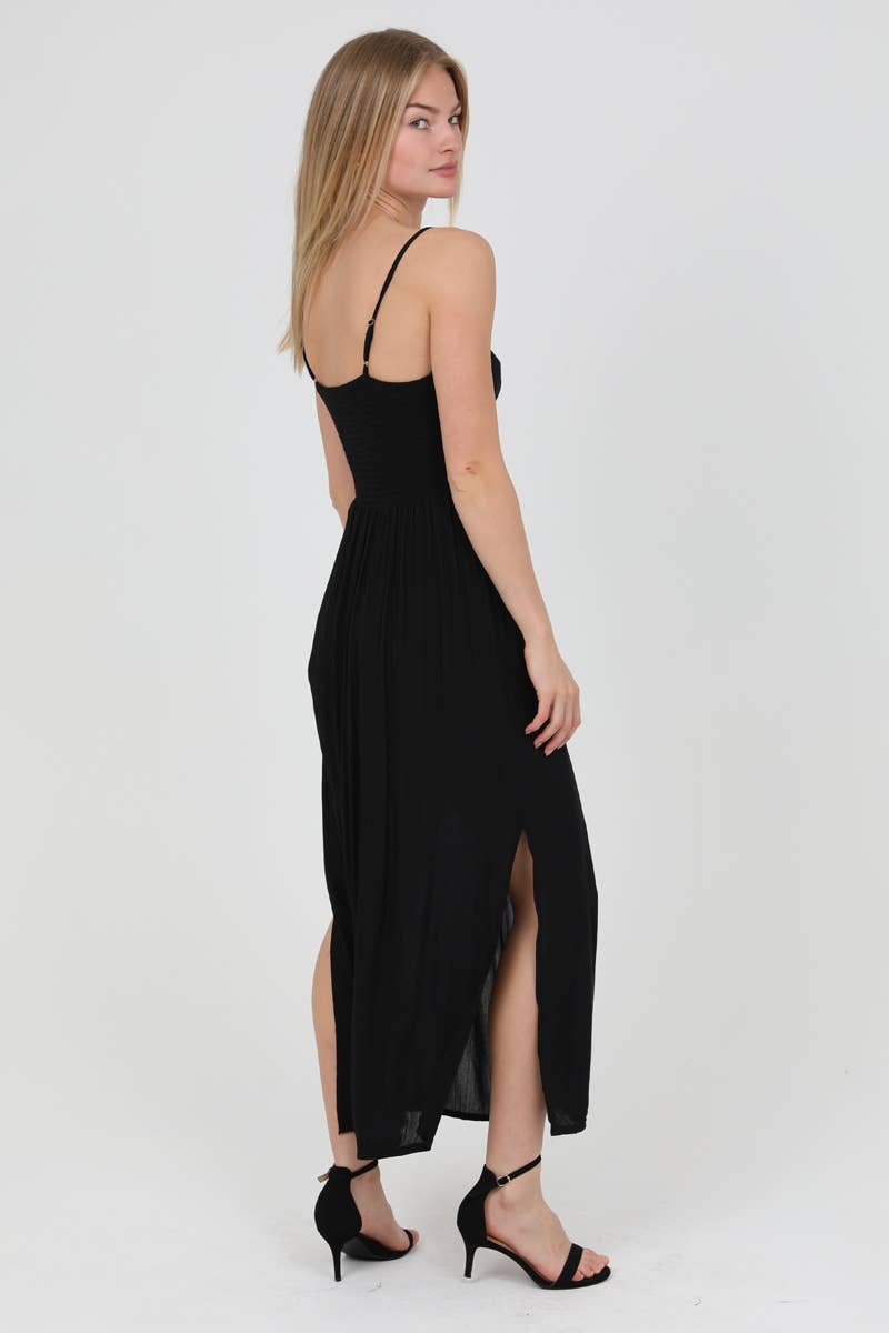 Berta Black Maxi Dress with Slits