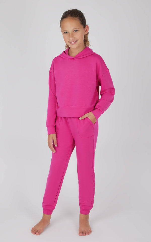 Girls Scuba Pullover Hoodie and Jogger Set: Multiple Colors