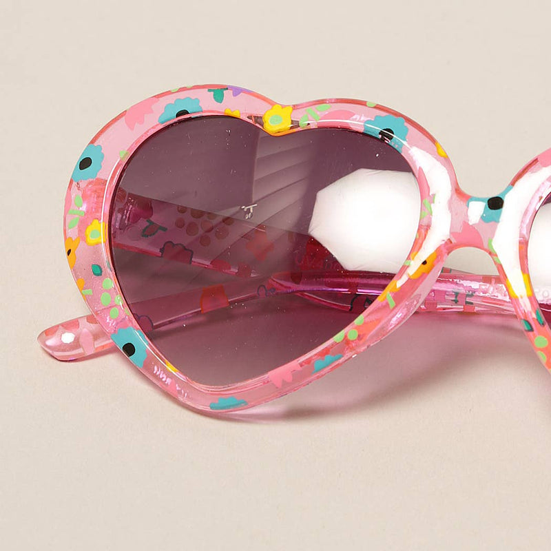 Kids Floral Pattern Heart Shape Sunglasses