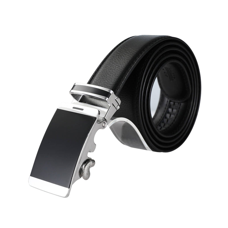 AutoMADtic leather belt: Black w/Black & Gold Style Buckle
