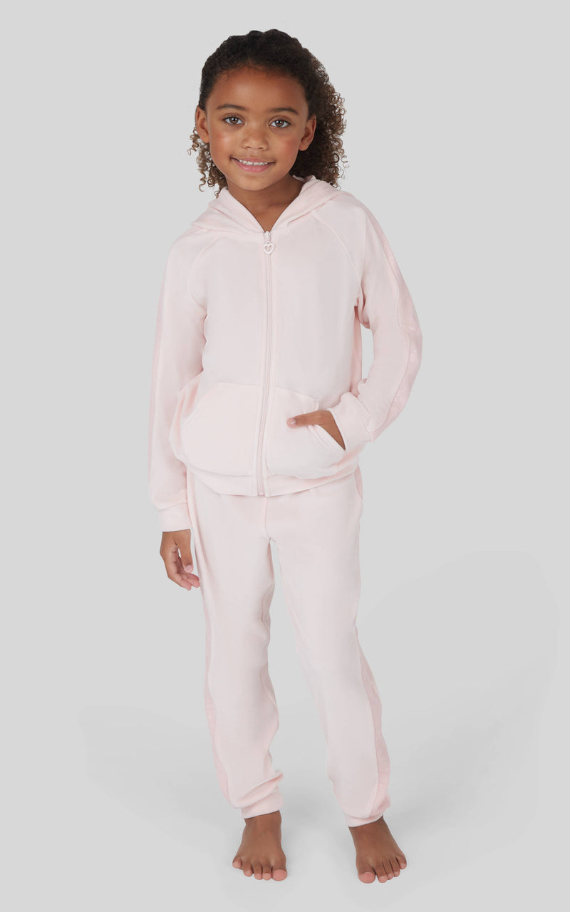 Little Girls Velour Shimmer Hoodie and Jogger Set