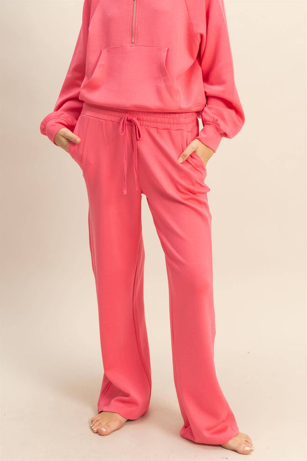 Scuba High-Waist Wide-Leg Drawstring Sweatpants