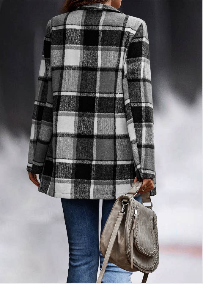 Plaid Open Blazer Jacket