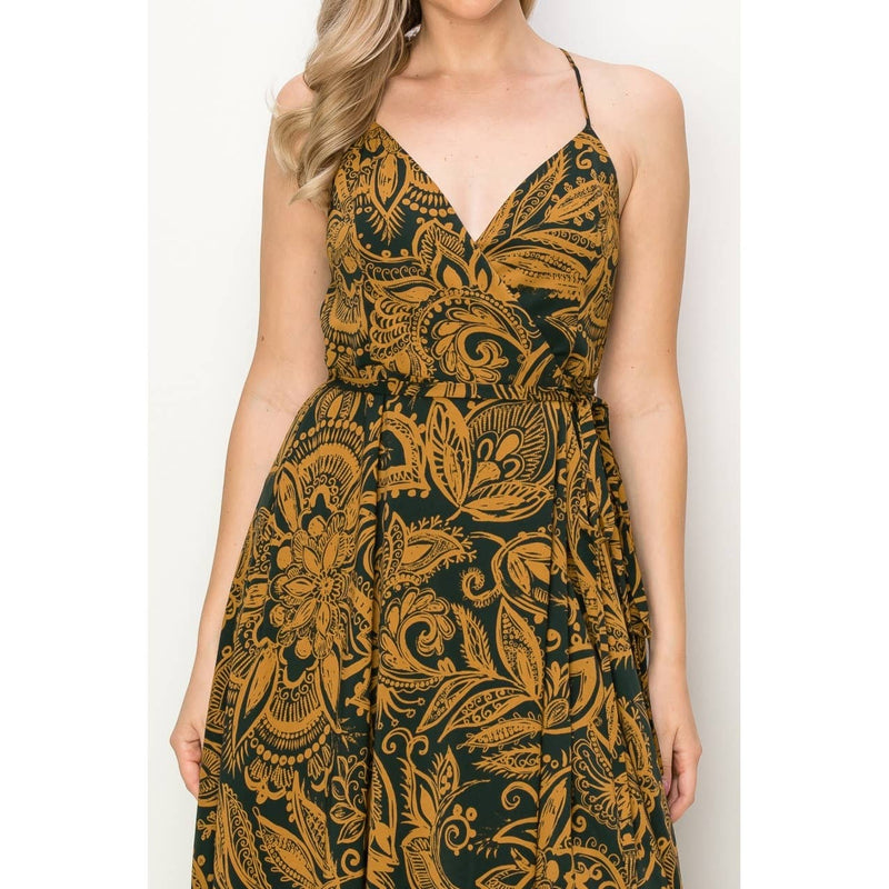 Paisley Wrap Maxi Dress- Deep Green