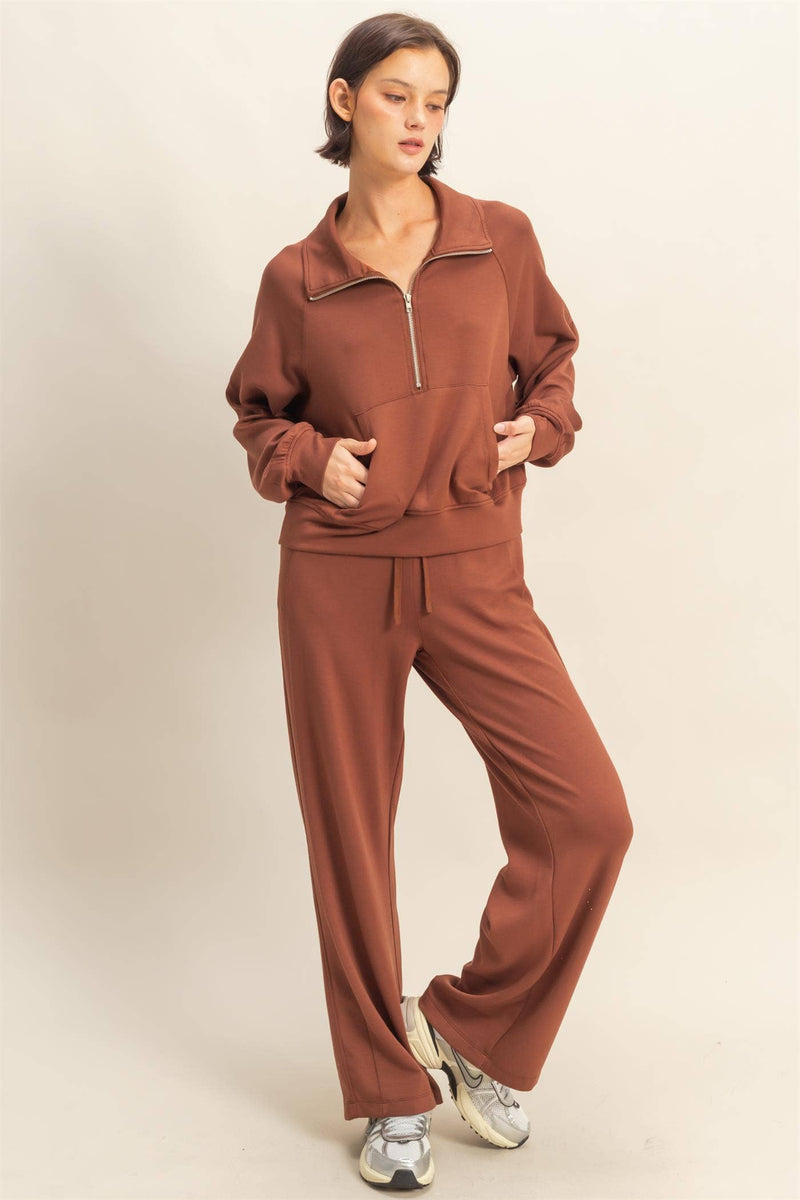 Scuba High-Waist Wide-Leg Drawstring Sweatpants