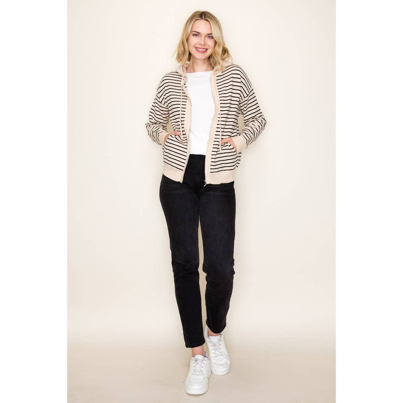 Striped Zip Up Cardigan