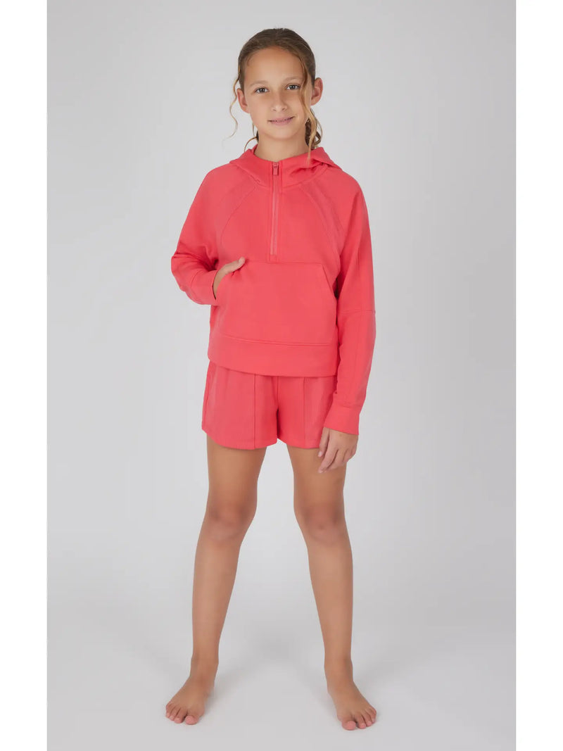 Girls 1/2 Zip Hoodie and Short Set